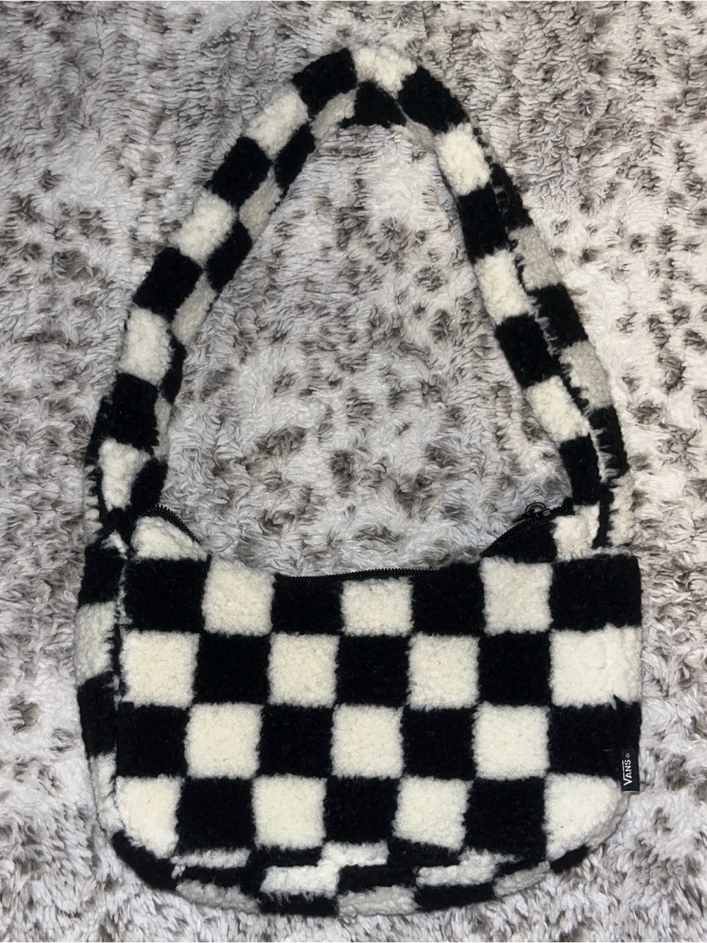 Vans Black & White Sherpa Checkerboard Shoulder Bag